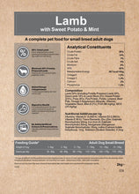 Load image into Gallery viewer, Grain Free Lamb Ingredients Label Small Breed
